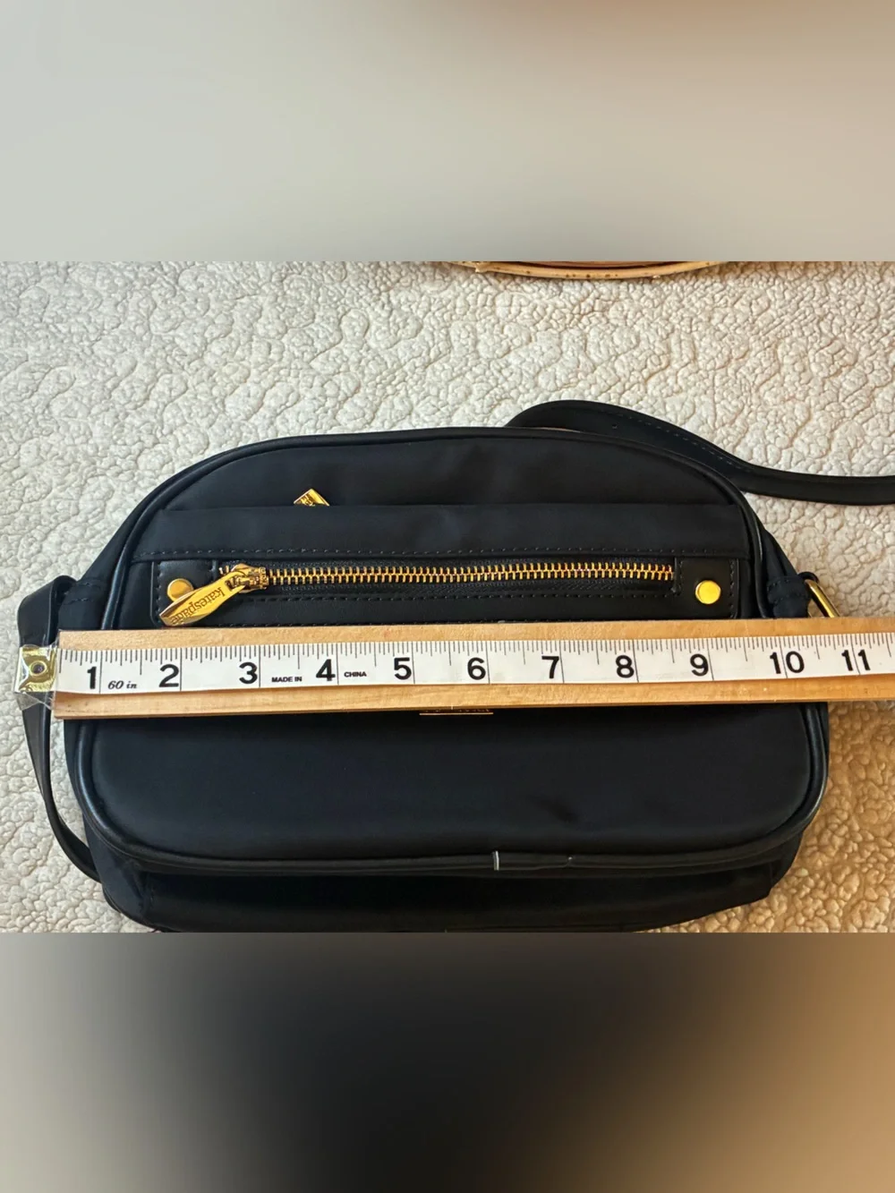kate spade Black Nylon Crossbody with Gold Accents